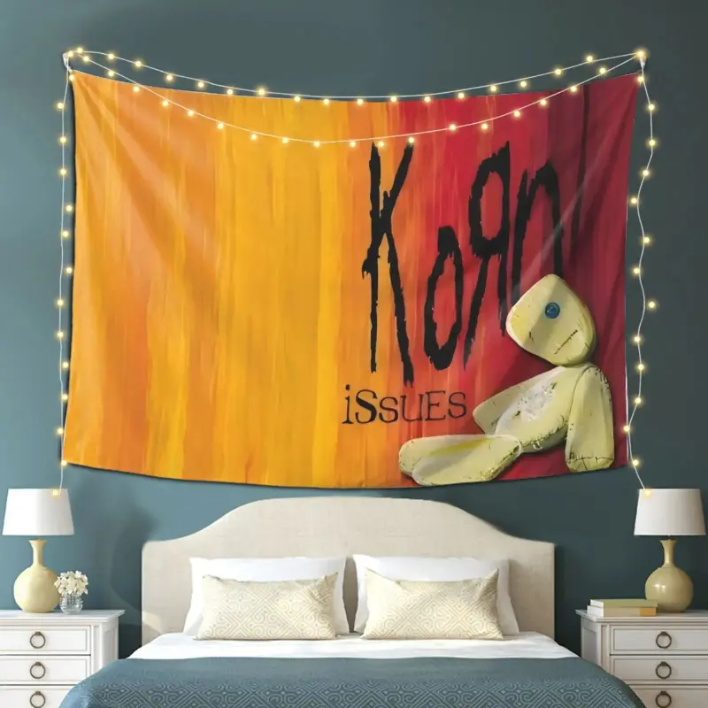 A Decorative Tapestry Featuring The Theme of Korn'S Album 'Issues', Suitable for Home Decor in Living Rooms, Bedrooms, And Offices. This Artistic And Stylish Wall Hanging Is Perfect for Room Decoration, Party Decor, Wall Flag 3*5 flag