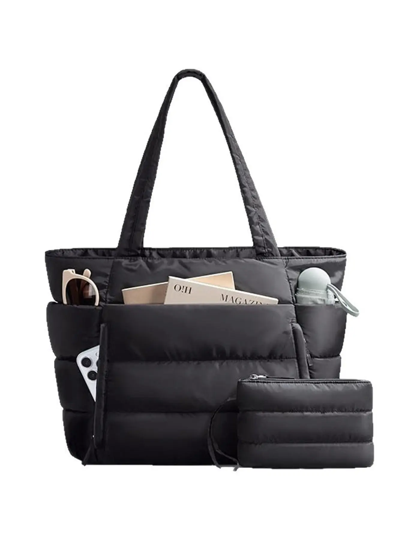2026 Simple Color Multifunctional Tote Bag, Waterproof Handbag with Small Pouch, Large Capacity for Laptop, Files, Daily Use, Commute, Shopping, Crossbody Tote Bag