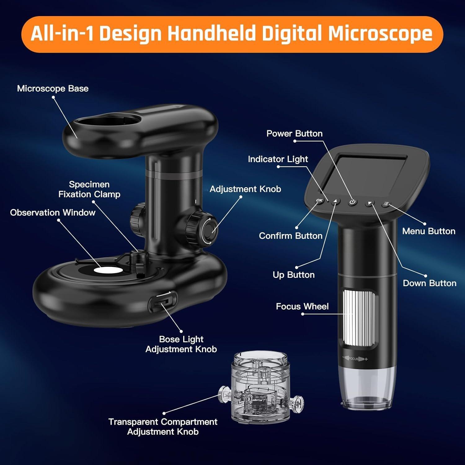 1000x Microscope-Handheld Digital Microscope for with 2