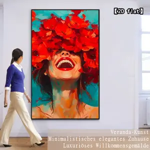 【2D flat】 Colorful female portrait painting, 1 piece of 2D flat canvas painting, suitable for living room, office, bedroom decoration, perfect room decoration - cafe decoration - birthday, Halloween, Christmas gifts