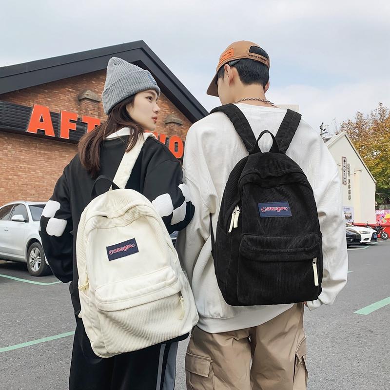 Vintage Boy Girl Corduroy Green School Bag Men Women Laptop College Backpack Cool Lady Student Fashion Female Travel BookBag New