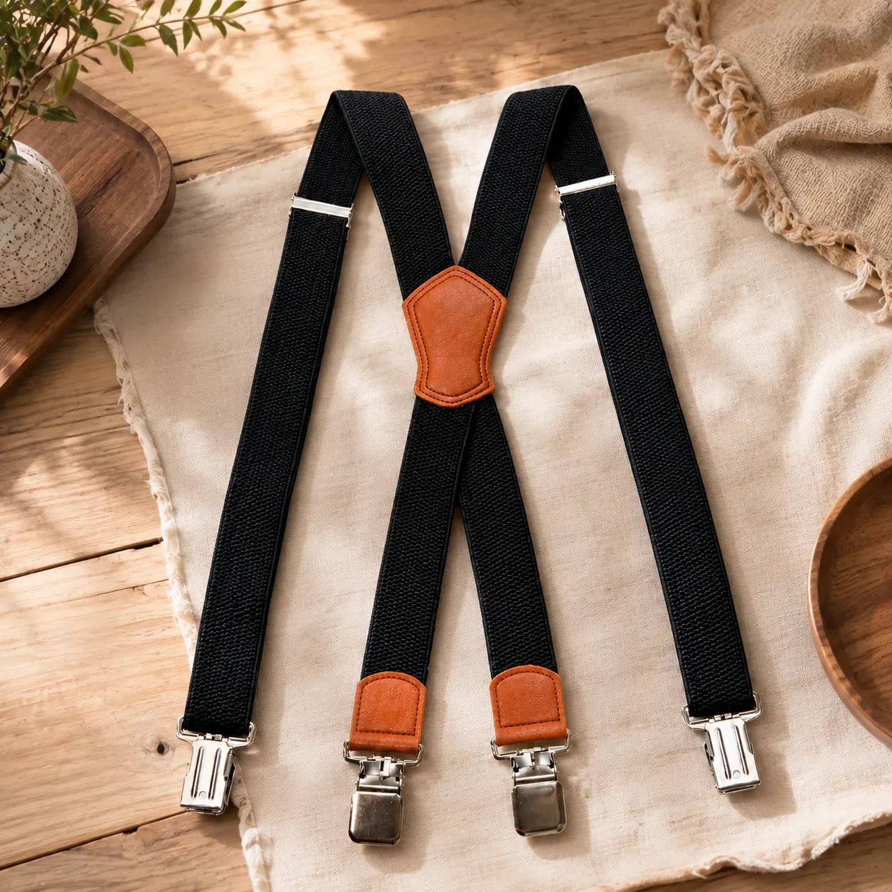 Men's Strong Hold Suspenders for Jeans Pants 1.48 Inch Wide Stretch Straps with Premium Corn Texture Design