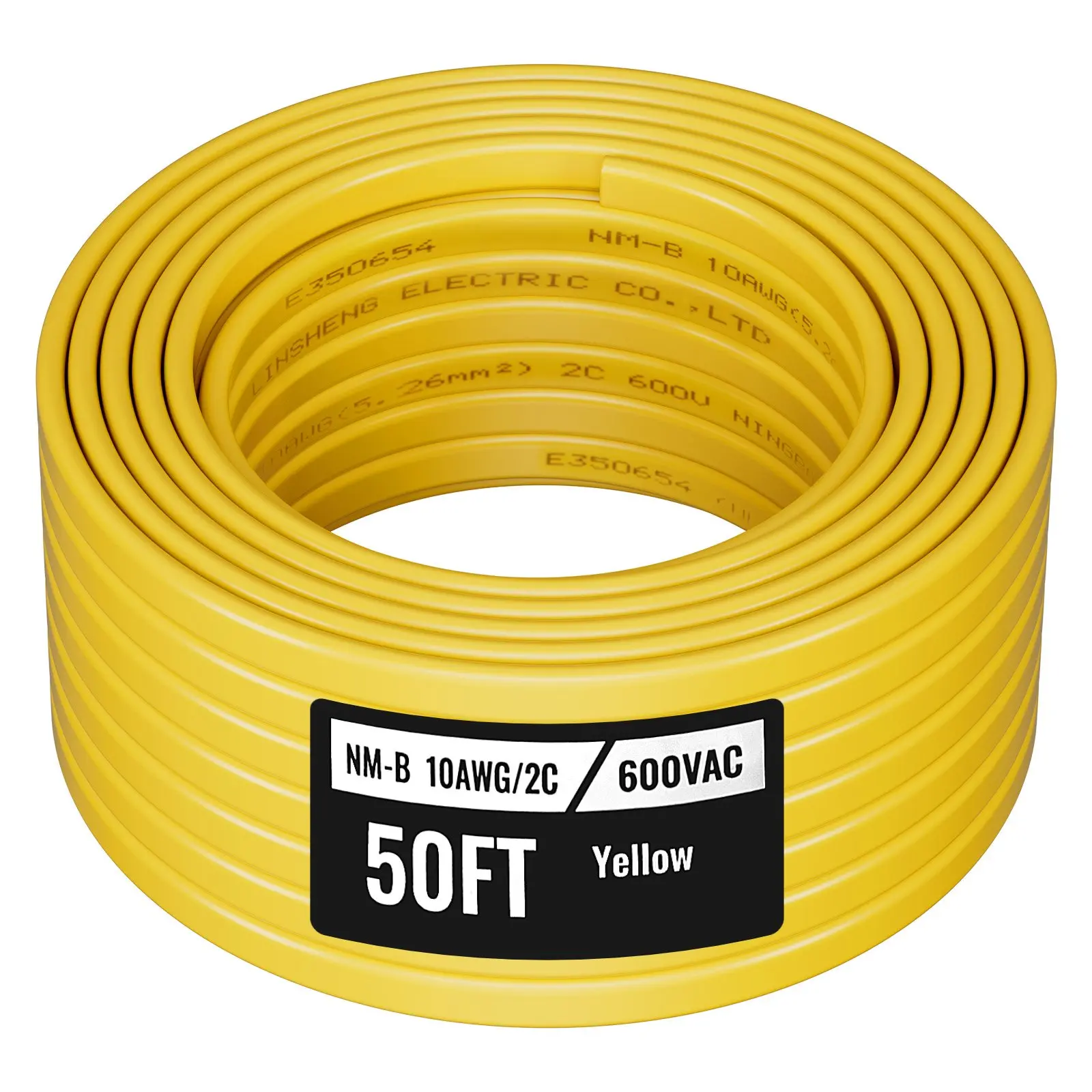 【toolupgrade】VEVOR NM-B Wire, 10AWG/2C Non-Mettalic Residential Indoor Electrical Wire with Ground, PVC Sheathed High-Purity Copper Core Cable, for Outlets, Switches, Other Loads Lighting Wiring Projects(50 ft)