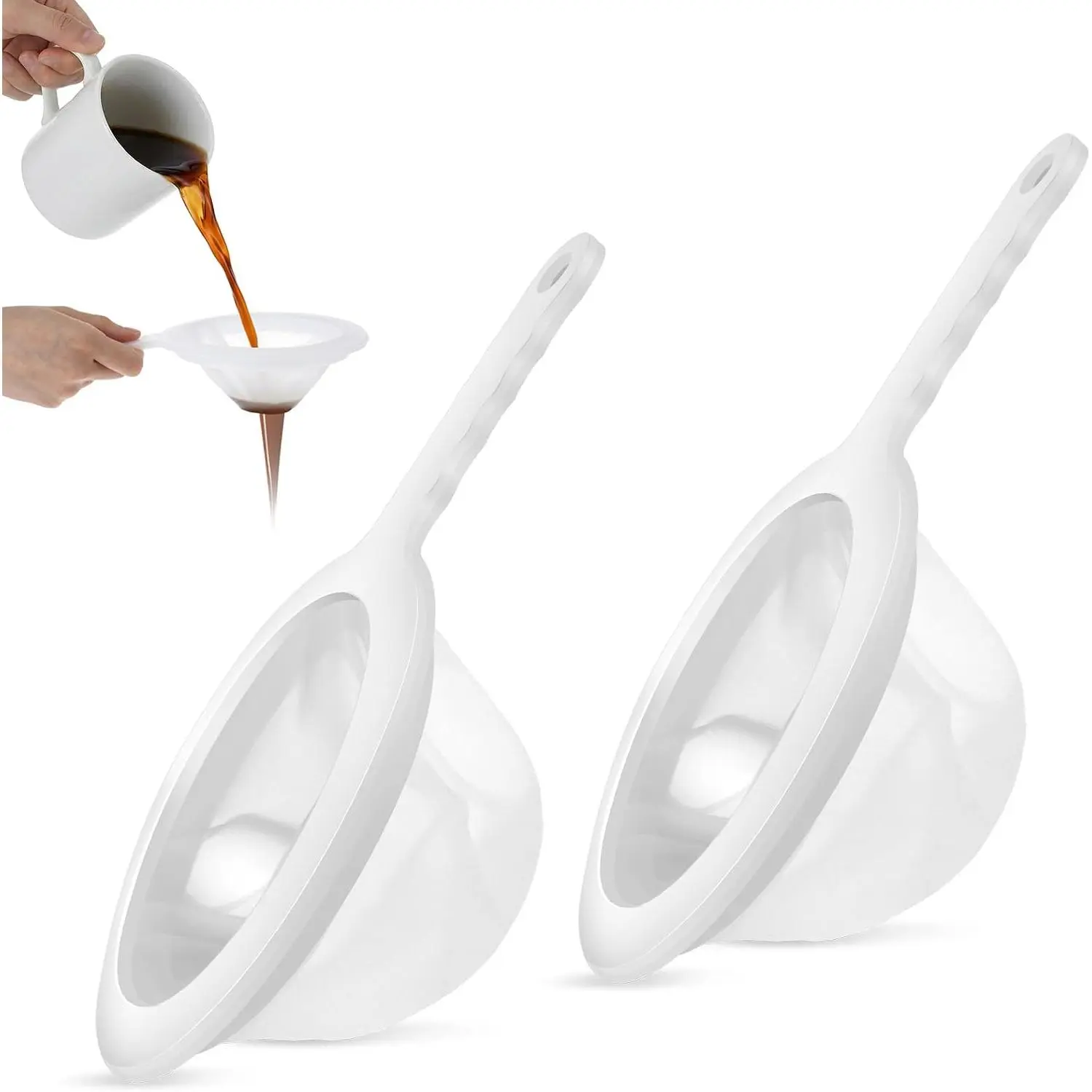 2 count Ultra Fine Mesh Strainer, 120 Mesh Plastic Strainer with Handle, Nylon Strainers Fine Meshes, Kitchen Strainer for Juicing with Handle for Coffee Soy Milk Juice