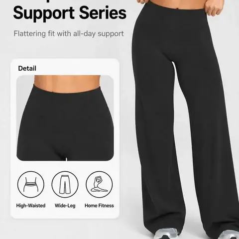 Women's High Waist Yoga Pants, Yoga Bottoms, Yoga Workout Pants, Sporty Wide Leg Fitted Design, Seamless Elastic Fabric, Perfect for Home Fitness & Pilates, Stretchable Activewear