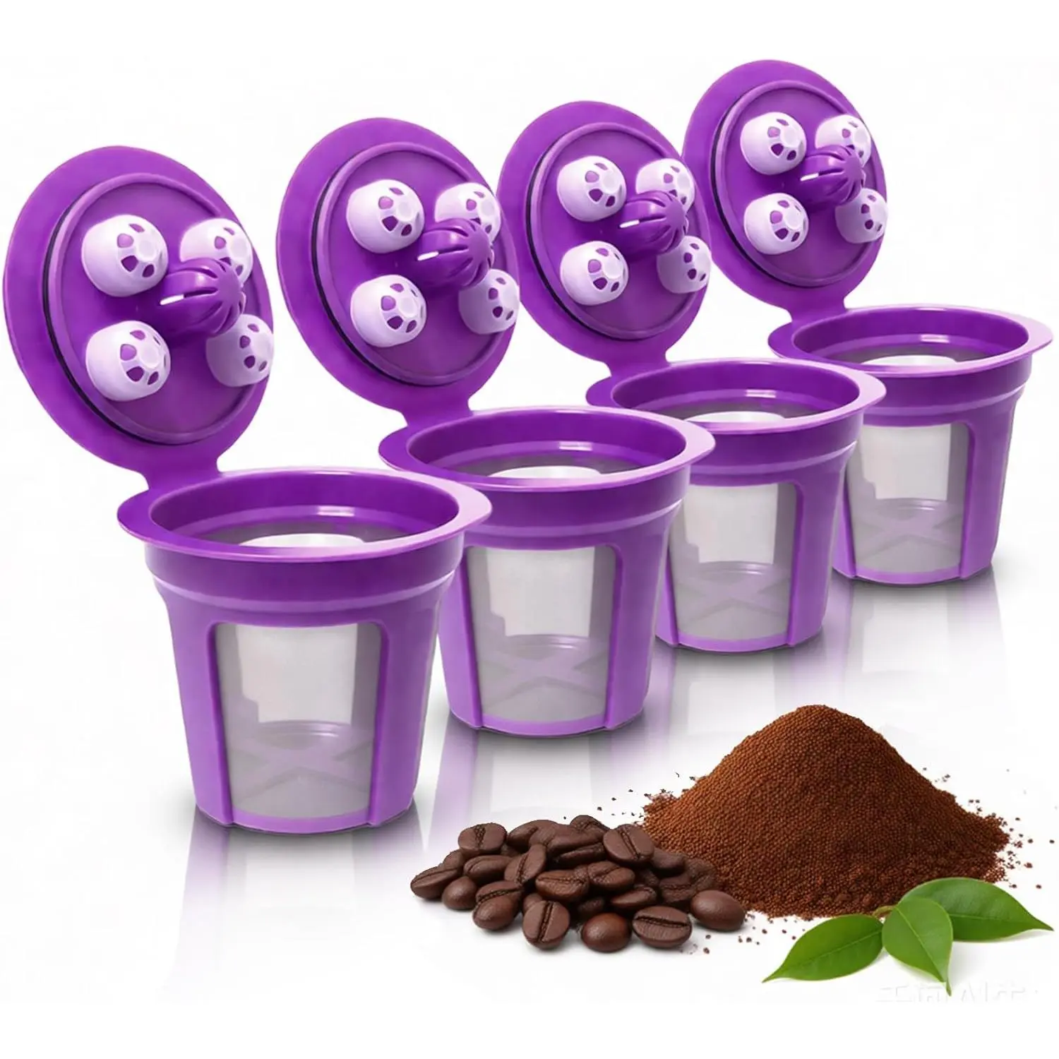 Reusable K Cups for Keurig Supreme/Plus/K-Slim/K-Duo, Refillable Coffee Pods Filter Fits K-Classic/K Elite/K-Compact/K-Mini, Both MultiStream & SingleStream All 1.0 & 2.0 Coffee Maker, 4 Pack
