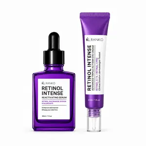 Retinol Serum & Eye Cream Set, 0.1% Retinol Face Serum with Bakuchiol 5,000 ppm, Night Face + Eye Care for Fine Lines, Texture, Dark Circles & Tired-Looking Eyes