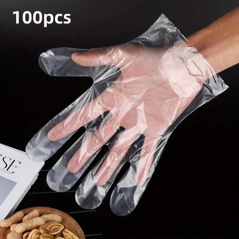 Disposable Food Grade Gloves, 100pcs Clear Plastic Gloves, Multipurpose Disposable Gloves for Food Preparation, Kitchen Accessories, Safety