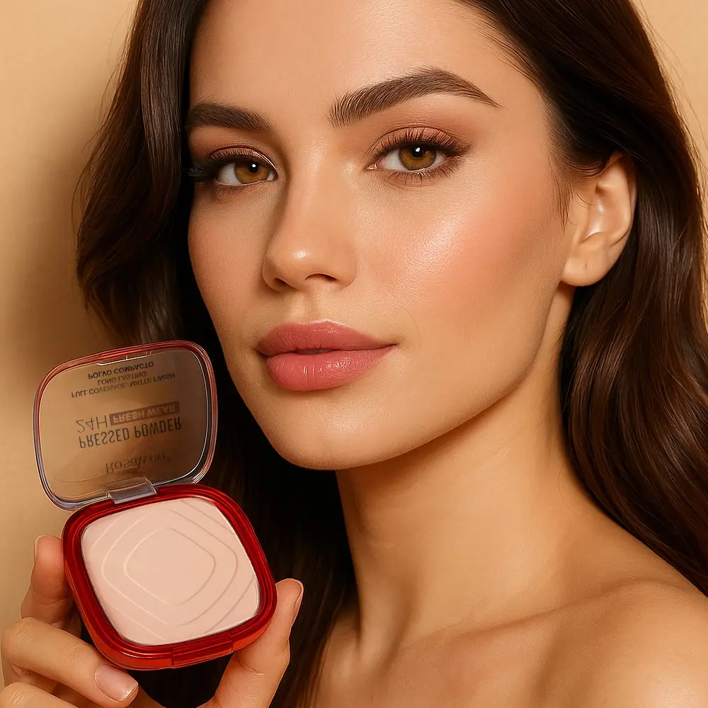 Smooth Blurring Setting Powder Compact, Fine Lightweight Soft Touch Makeup Powder Texture, Oil Absorbing Non-Cakey, Portable Travel Size Face Powder with Mirror & Sponge for On-the-Go Touch Up, Soft Focus Powder