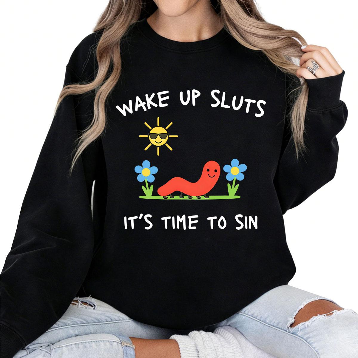Wake Up Slts T-Shirt Funny Animal Meme Graphic Tee Sarcastic Cursed Unhinged Humor Top Made In USA For Women For Men [ZinniaZip cotton t-shirt/sweatshirt/hoodie, soft and comfortable]