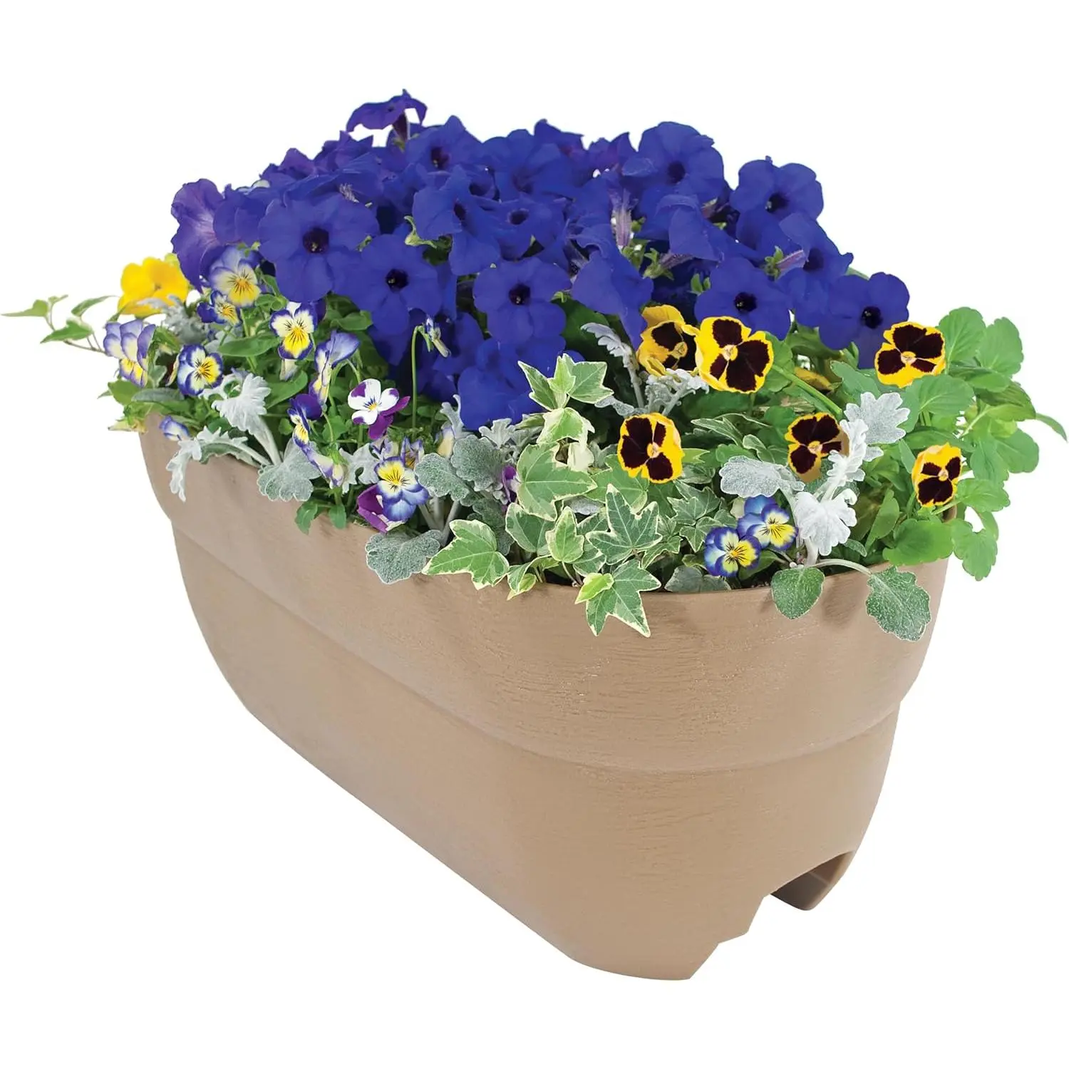Railing Planter with Drainage Holes – 24" Weatherproof Resin Planter – Sand
