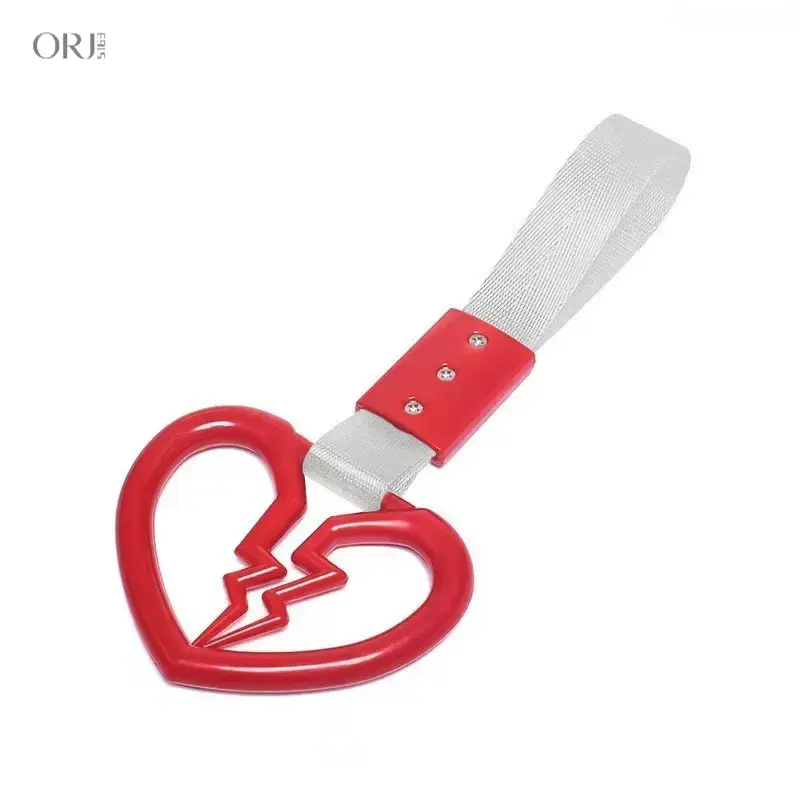 Heart-Shaped Plastic ABS Universal Rear Bumper Ring - Electrostatic Strap, In-Car Hand Pull Decorative Warning Hanging Accessory, Car Interior Accessories,picture,keychain,alloy,,purse,wristlet,,Christmas,Themed,Labubu,Doll,Outf,Handmade,Leather,carabiner