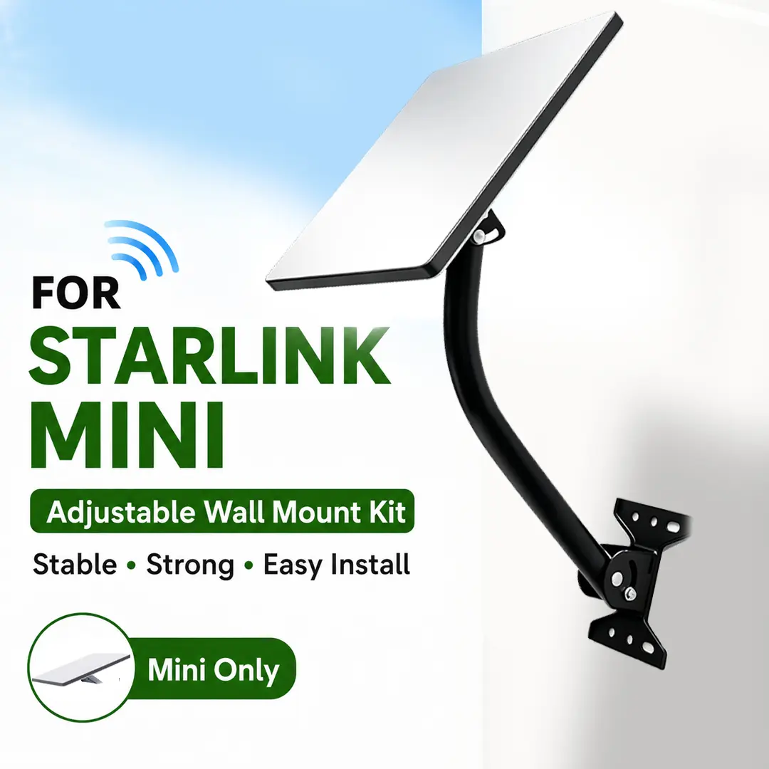 Starlink Mini Compatible Wall Mount Bracket Accessories - Adjustable Arm Kit, Stable Curved Holder, Outdoor Mount for Home, RV Use