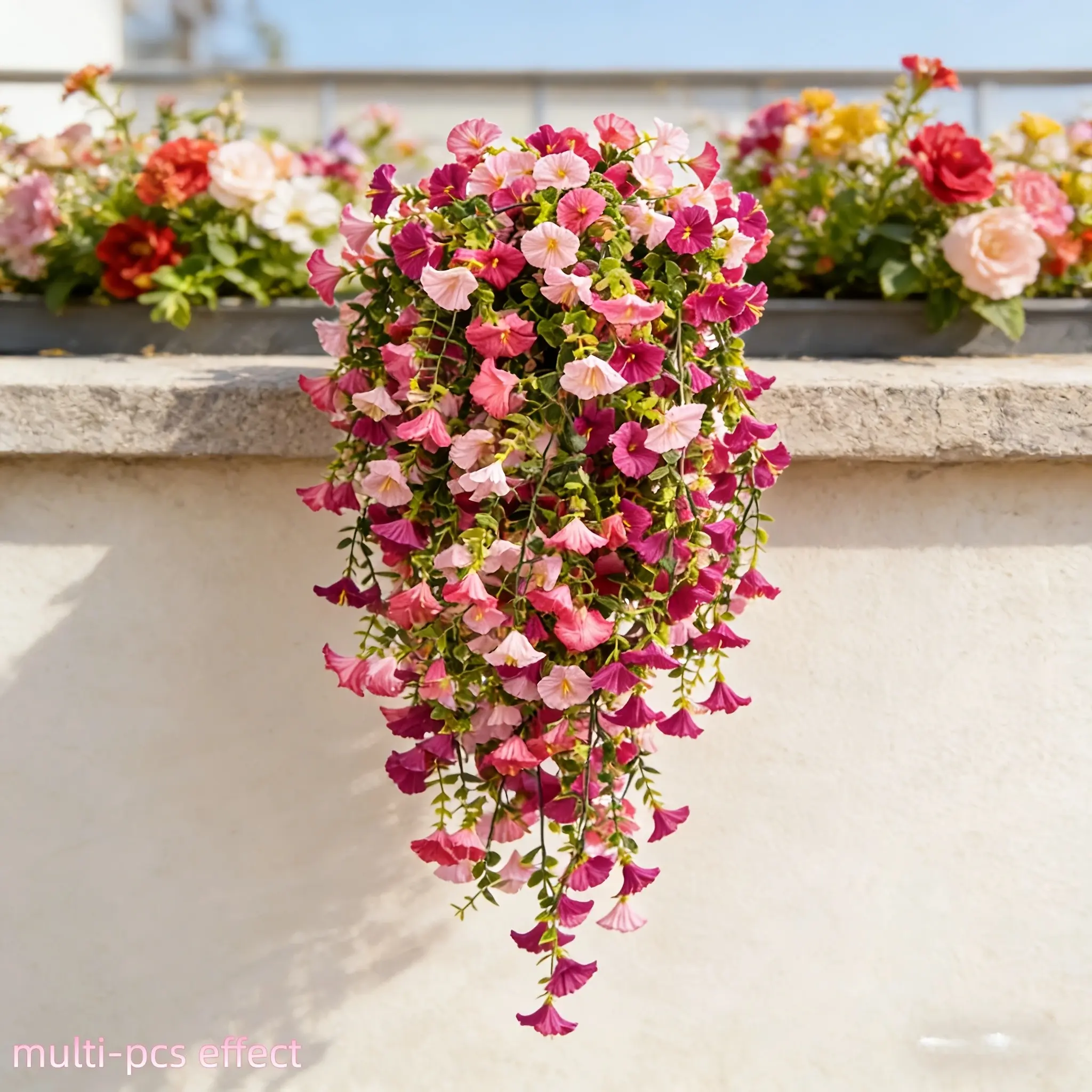 3pcs Realistic Climbing Vine Hanging Decorations, UV-Resistant Artificial Flowers, & Rose, Indoor Outdoor Decoration