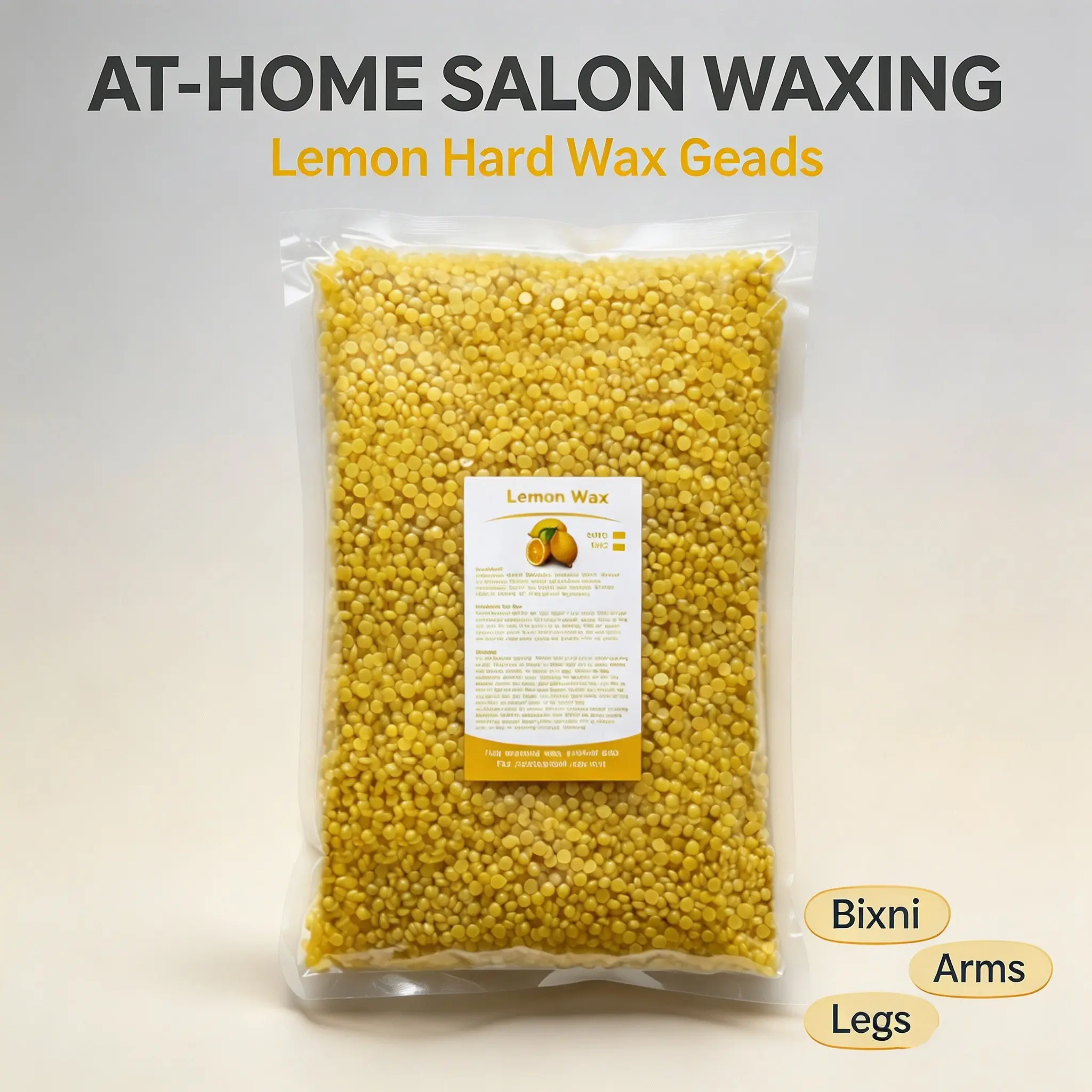 2.2 Lbs Hard Wax Beads, Medium Lemon Texture, Hair Removal for All Body Parts, Low Irritation, Large Capacity, Summer Facial Underarm Bikini Line Care