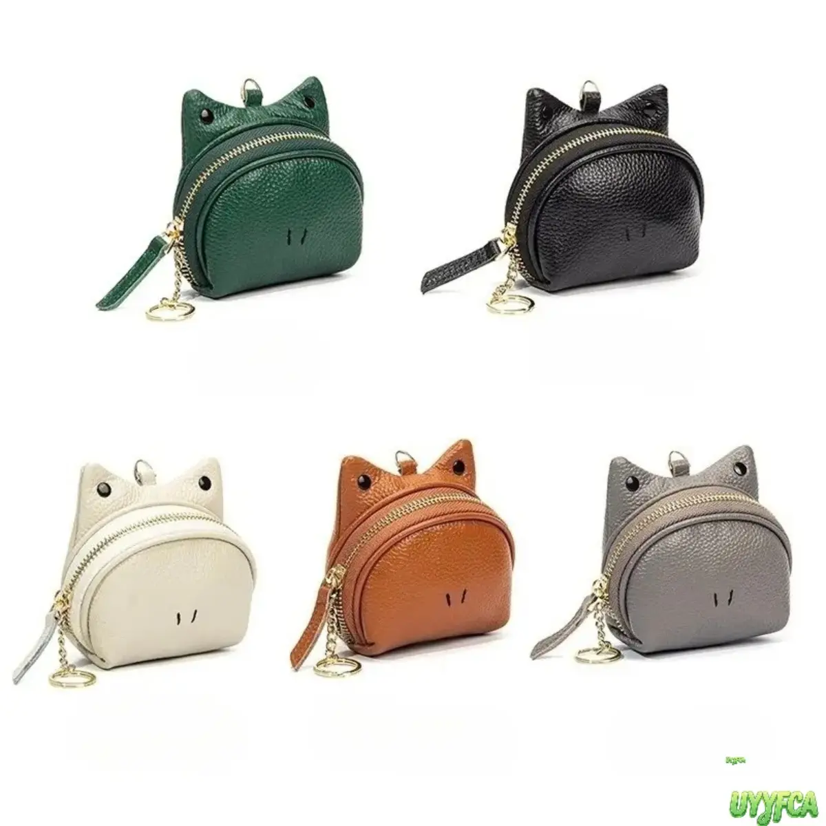 Female All-Seasons Faux Leather Cat Ear Mini Coin Purse with Keyring - Pebble Grain Zipper Pocket, Compact Fit Cartoon Kitty Card Holder, Portable Tiny Storage for Earbuds, Keys, Travel Carry Sentimental Gift,back to school,back to school haul
