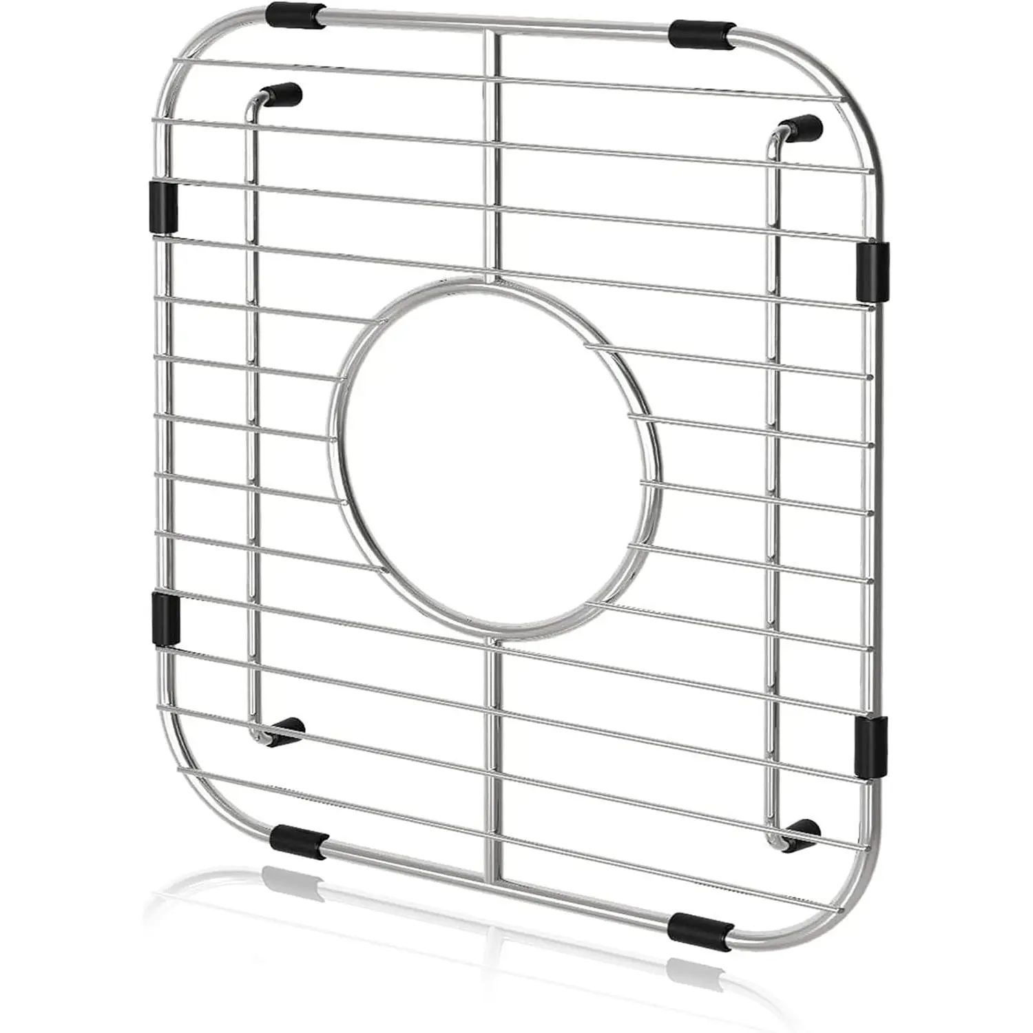 Sink Protectors for Single Bowl Kitchen Sink Centered Drain | 304  Stainless Steel Sink Bottom Grid Insert Sink Grate Drying Rack 12.5"x10.5", 1 count