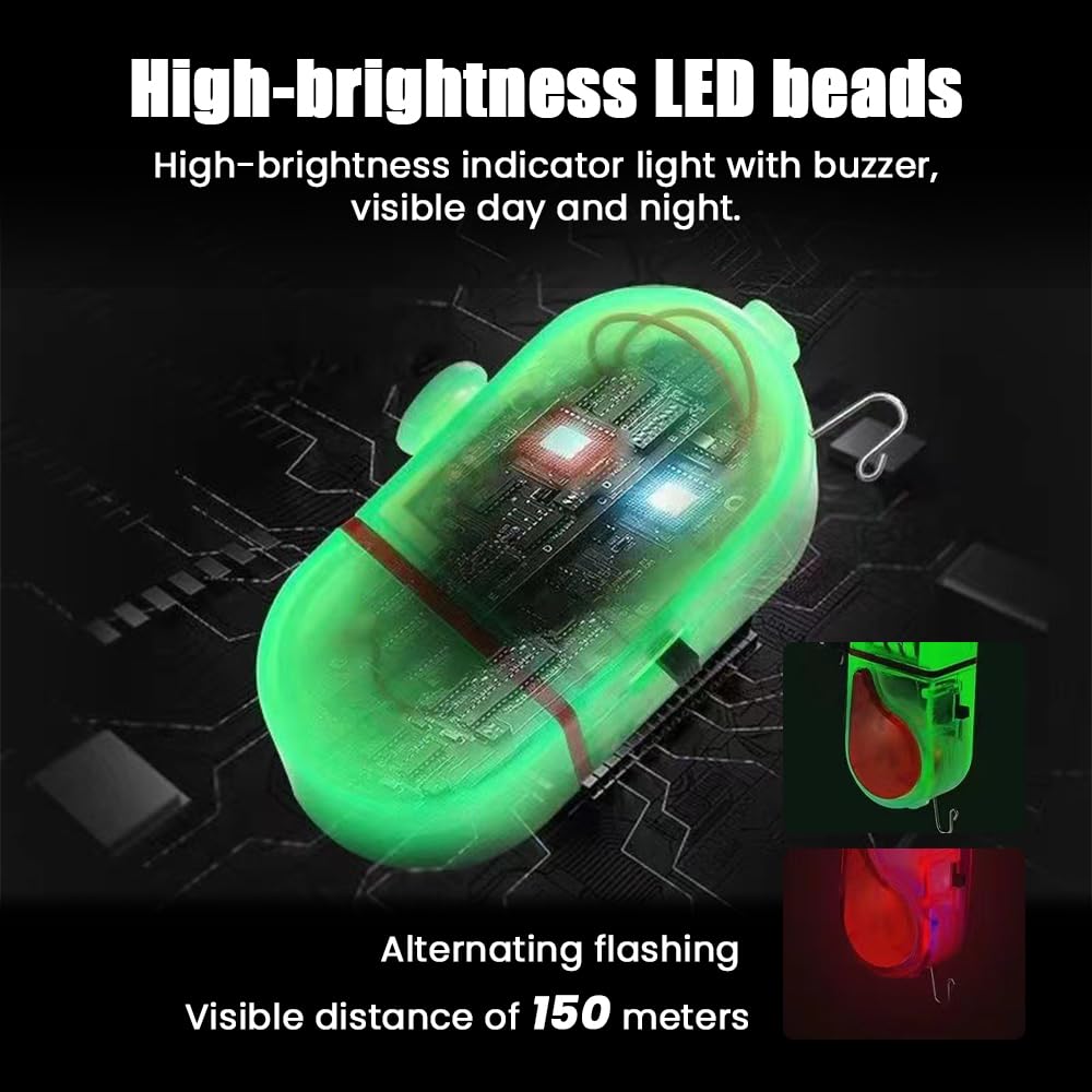 AXIZITECH 4 PCS Fishing Bite Alarm with LED Light, 2025 New Sensitive Smart Electronic Fishing Bells for Rods, Fish Bite Alarm Sound Alert Bell, Clip-On Electronic Fishing Alarms Bite Alarms for Fishing