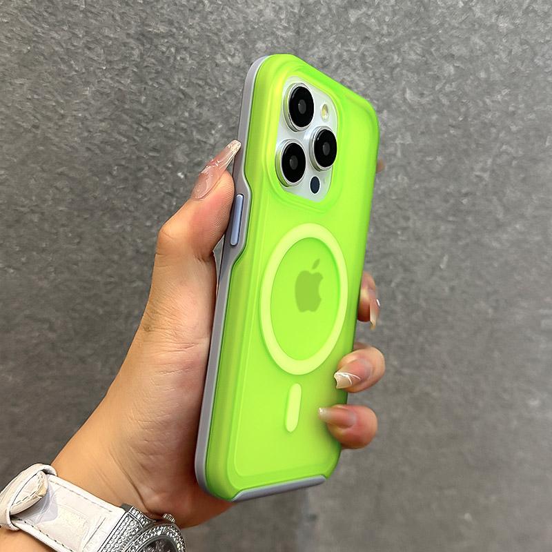Magnetic Neon Color Matte Translucent Armor Shockproof Case For iPhone 17 16 13 12 14 15 Pro Max For Magsafe Wireless Charge Cover