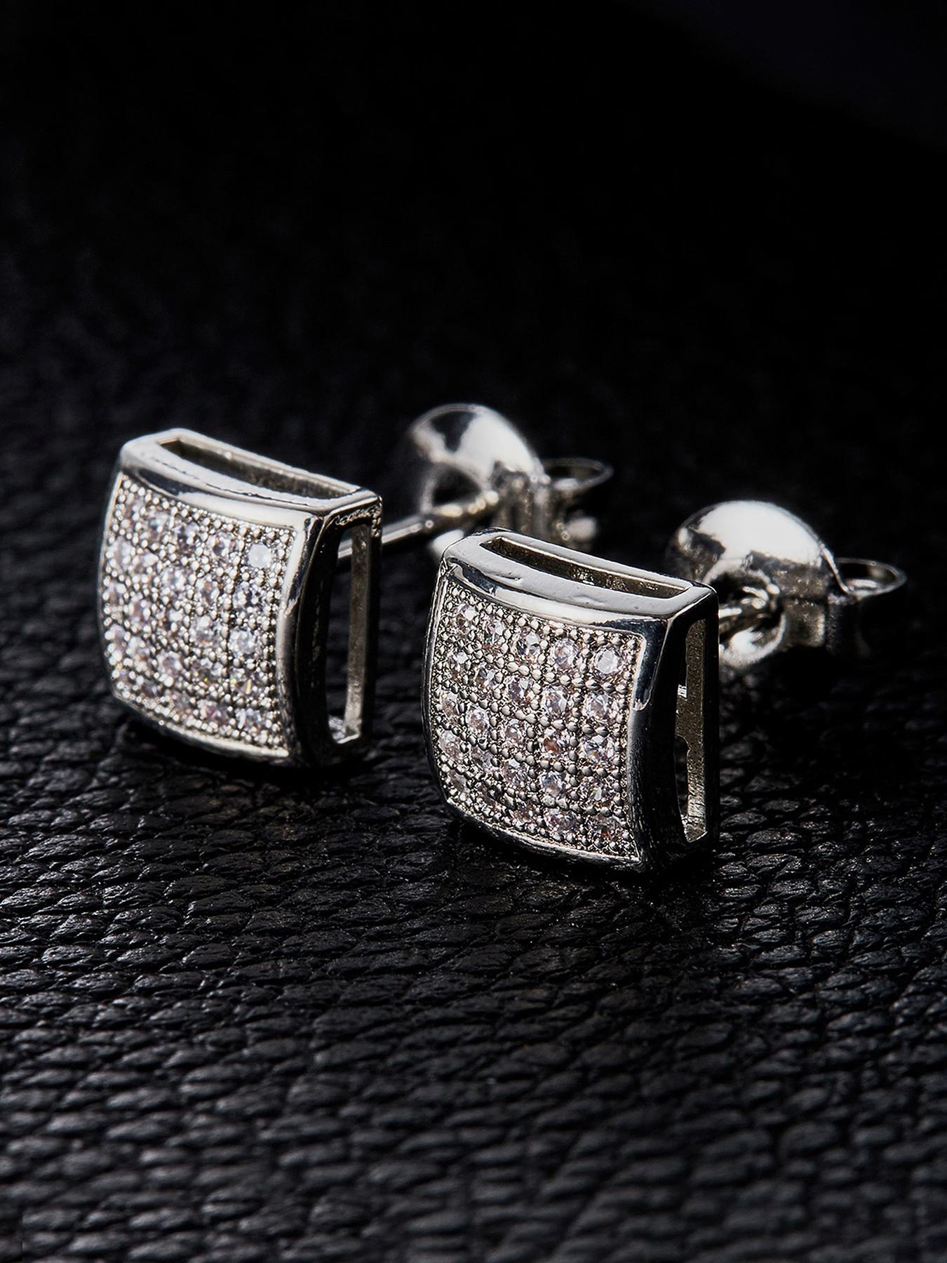 Iced Chics Curved Arc Hip-hop Zircon Stud Earrings Are Suitable for Both Men and Women, They Are Unique Festival and Birthday Gifts, Perfect for Anniversaries and Daily Surprises, Versatile Gift Studs Earrings