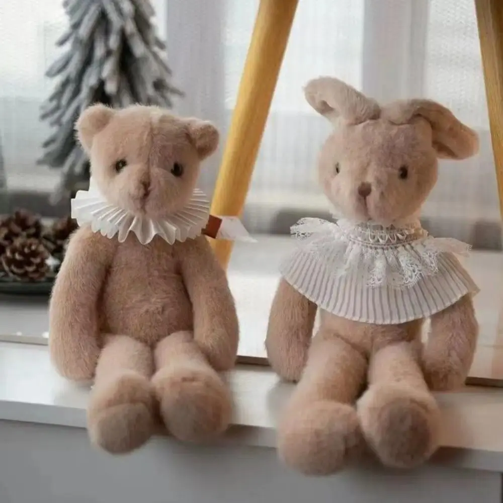 Unisex Close Eyes Bunny Long Ears Rabbit Plushie - Scarf-Accented Stuffed Doll, Kids' Sleeping Mate, Home Decor (Toys & Hobbies Classic & Novelty Action & Toy Figures), Above 2 Months, Close Eyes Rabbit, As Shown In Figure