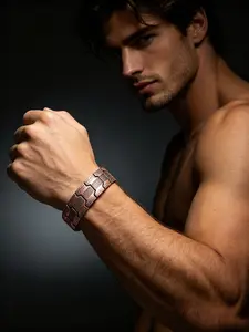 Magnetic Bracelet with Dual Row High-Strength Magnets, Aligns with Wrist Pressure Points, Ideal for Daily Use, Perfect Gift for Men