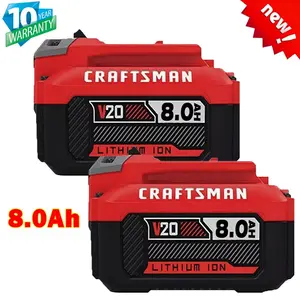 High quality  2 Pack 8.0Ah For Craftsman V20 20V MAX Lithium Battery CMCB204 CMCB202 CMCB206