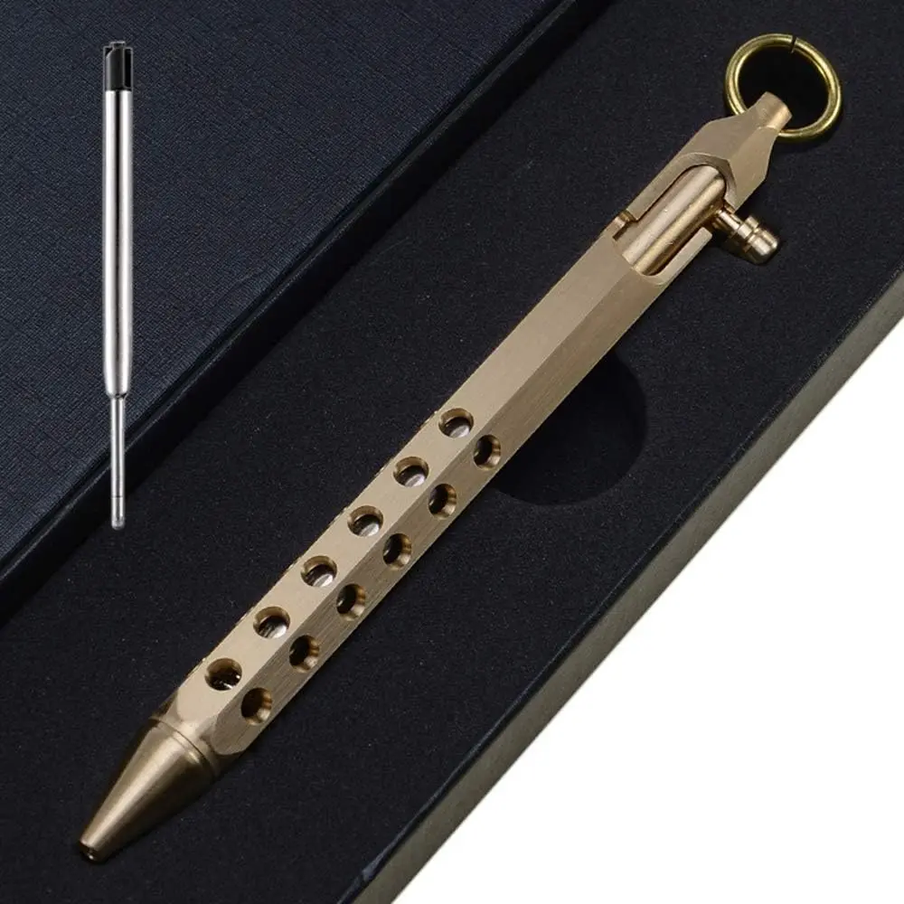 Six- Solid Brass Pen, Bolt Action EDC Pocket Signature Pen(Brass)