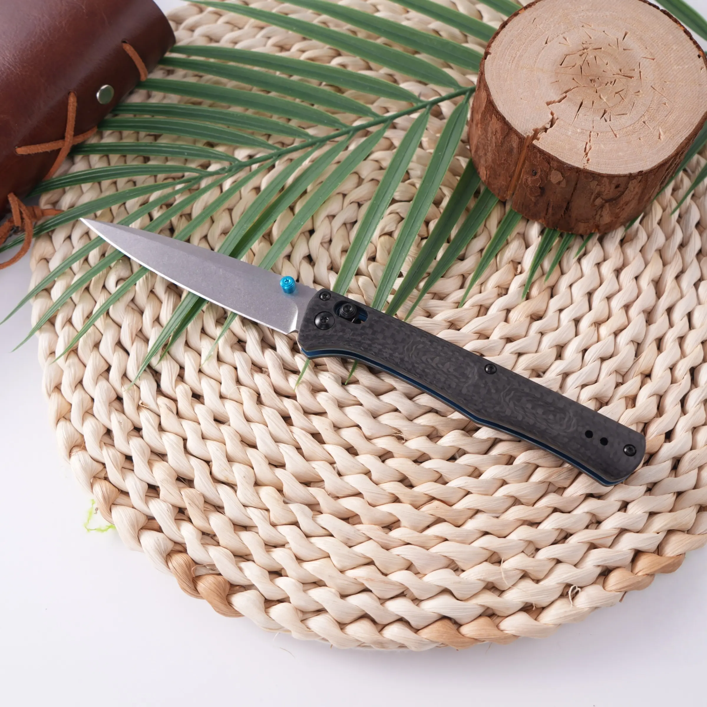1pc 417 Folding Knife, Carbon Fiber Handle, Lightweight Design, Multi-Functional Edc Pocket Knife, High-Quality, Hard Blade, Camping Fishing Travel Gift