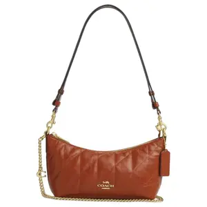 COACH Caitlin 24 Top-Zip Crossbody Bag for Women – Medium Cinnamon Leather