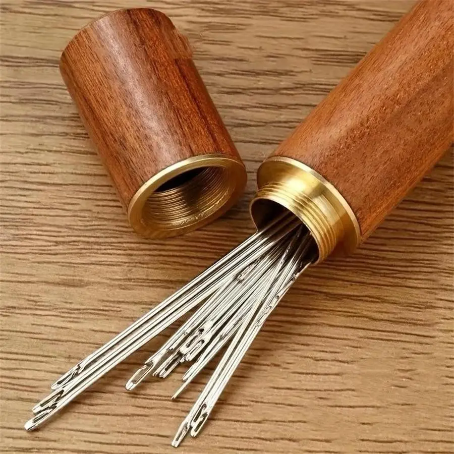 Self-Threading Needle Set, 30pcs Multi-Purpose Sewing Needles in Wooden Case, Essential Fabrics & Sewing Supplies