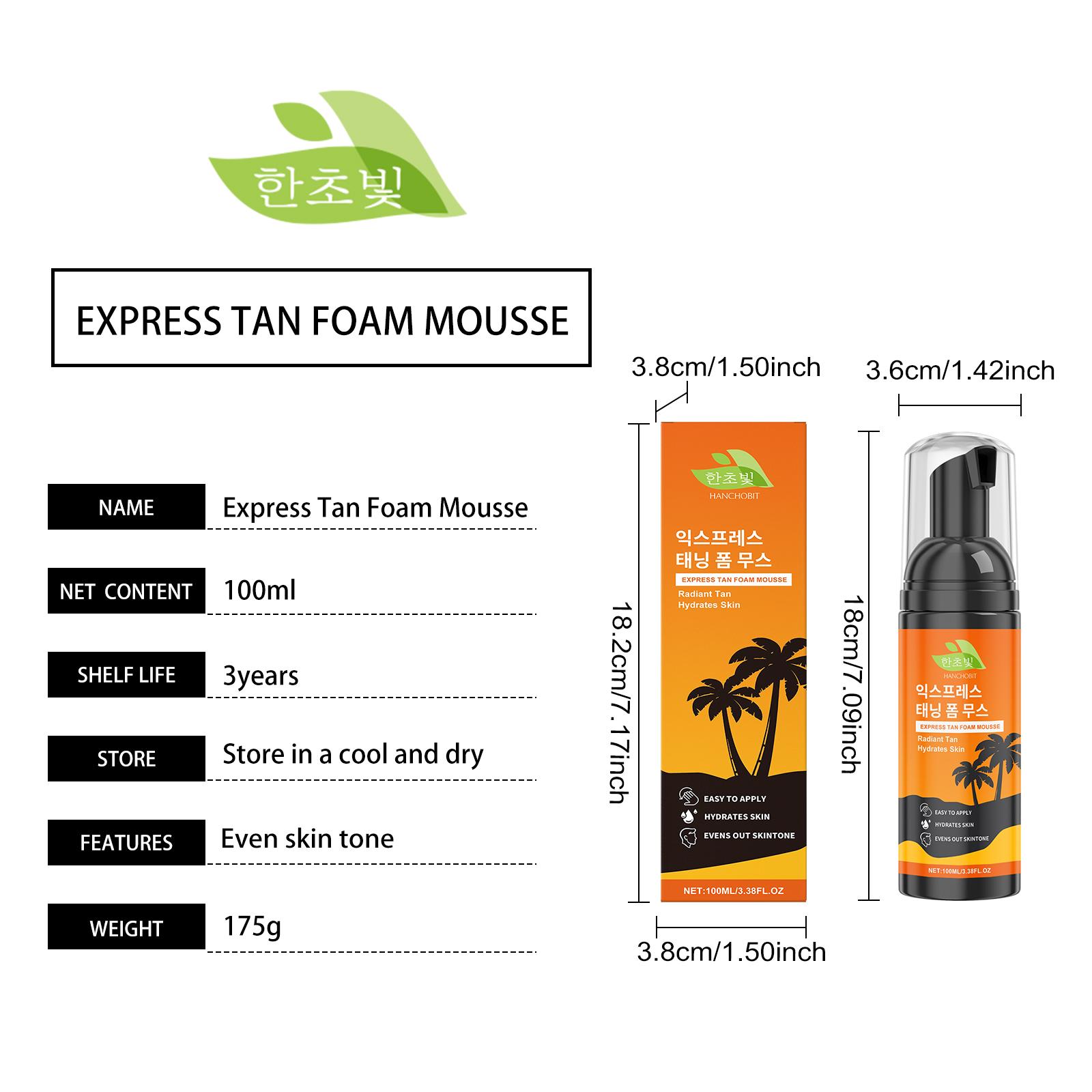 HANCHOBIT Daily Tanning Foam Mousse Even Skin Tone Long-lasting Gentle Moisturizing Body Care Mousse