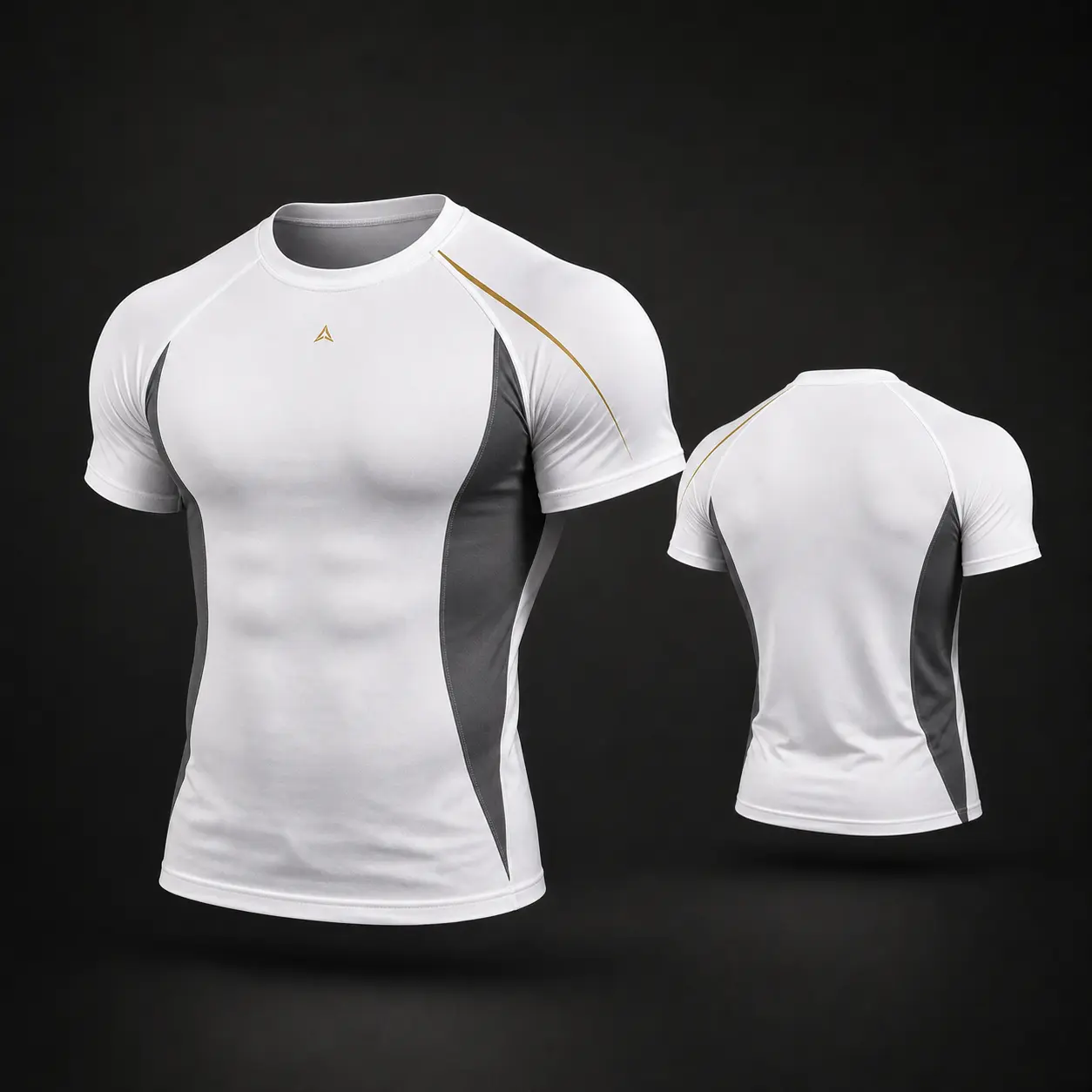 Unisex Athletic Compression Shirt, Short Sleeve Workout Top for Men Women, White Gray Slim Fit Training Tee, Lightweight Stretch Gym T-Shirt for Running, Fitness, Yoga, Basketball, Cycling, Outdoor Sports, Quick Dry Base Layer Activewear Shirt