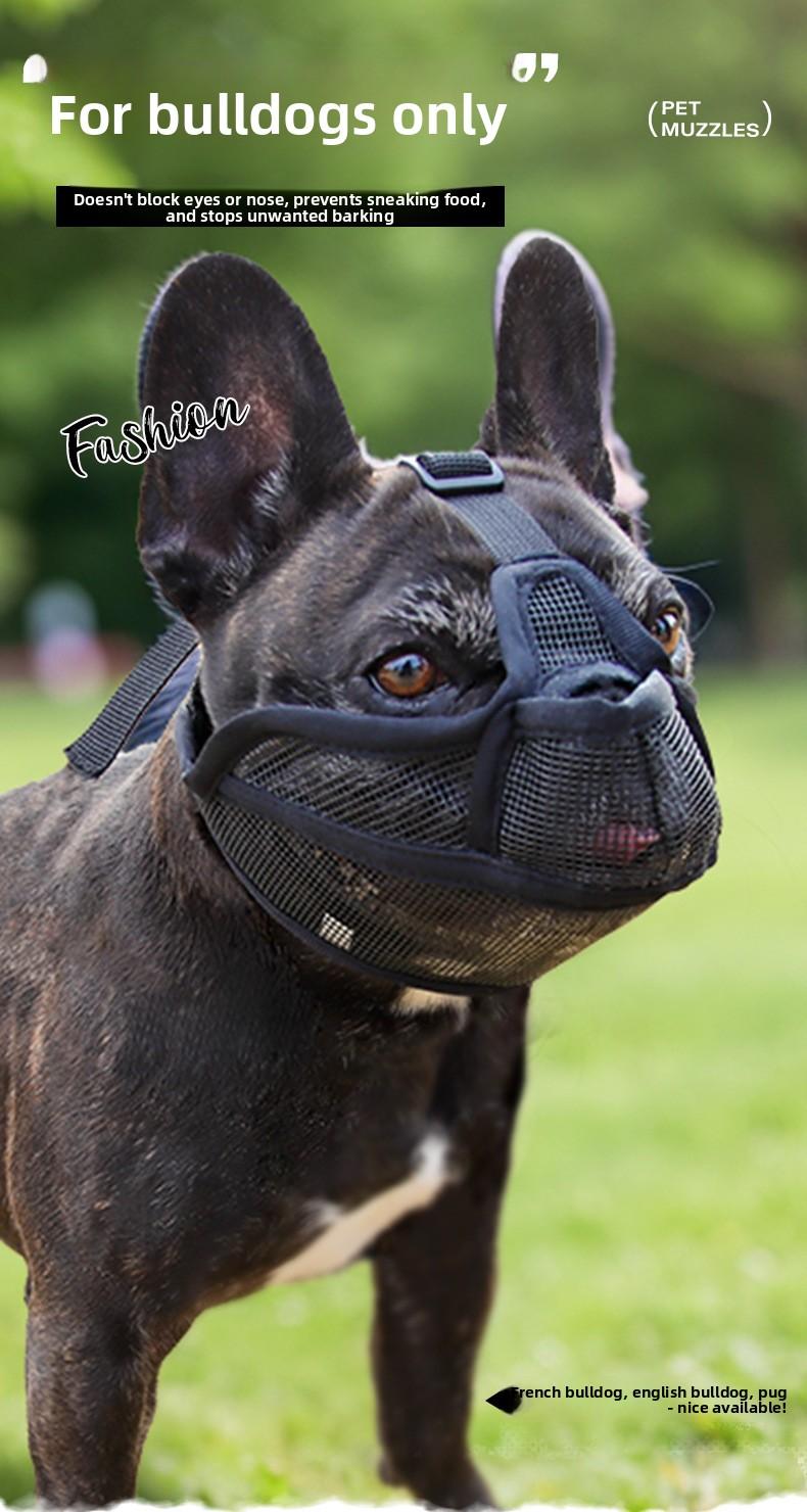 Dog Muzzle, Breathable Pitbull Muzzle, Adjustable Secure Fit, Prevents Biting & Accidental Eating, Perfect for French Bulldogs, American Bullies & Short-Snouted Breeds, Durable Mesh Dog Mouth Cover for Training, Walking & Grooming, Anti-Chew Dog Snout Gua
