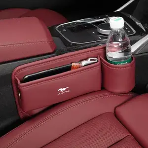 Leather Car Seat Gap Storage Box, Water Cup & Phone Holder, Compatible with Ford Mustang, Explorer, Edge, Fusion, Mondeo, F150-F550