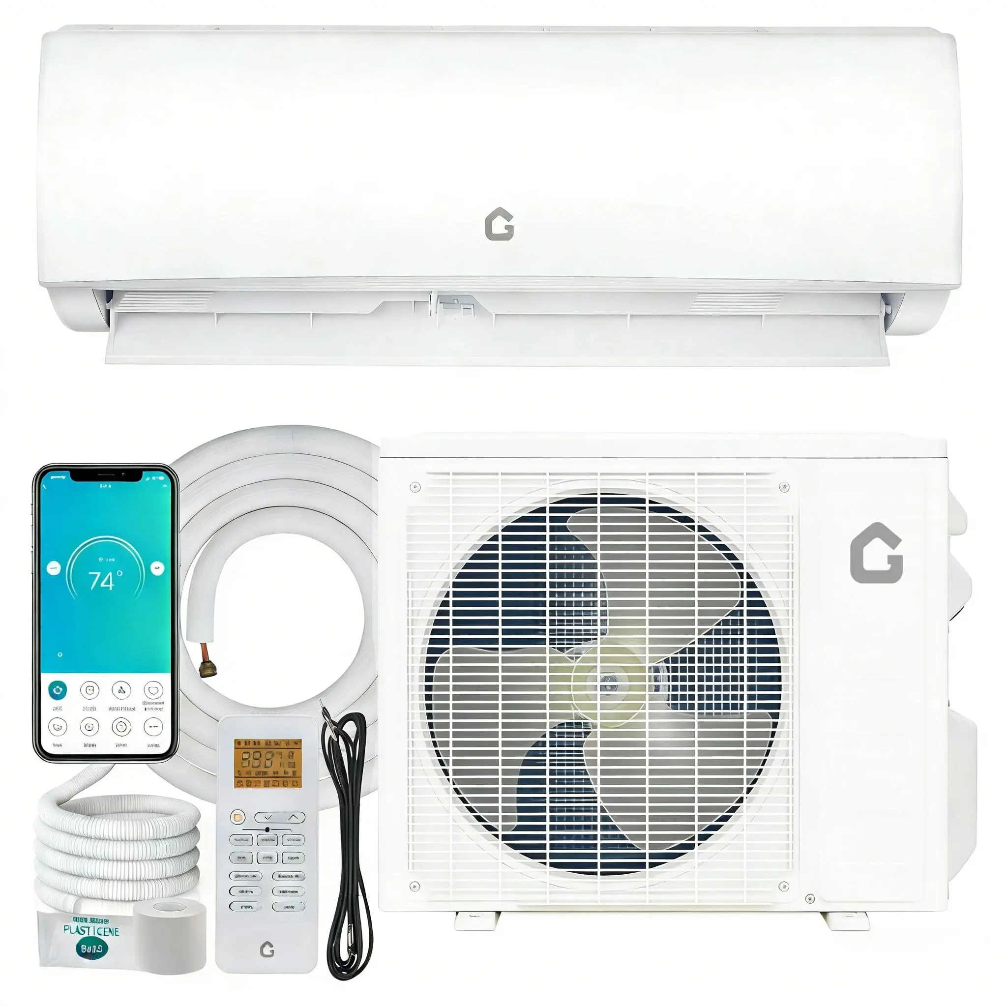 11500 BTU Ductless Inverter Mini Split AC & Heat Pump, 17 SEER2 115V All Seasons Unit with WiFi Control, R32 Refrigerant, 19dB Ultra Quiet for Bedroom Users Up to 750 Sq Ft
