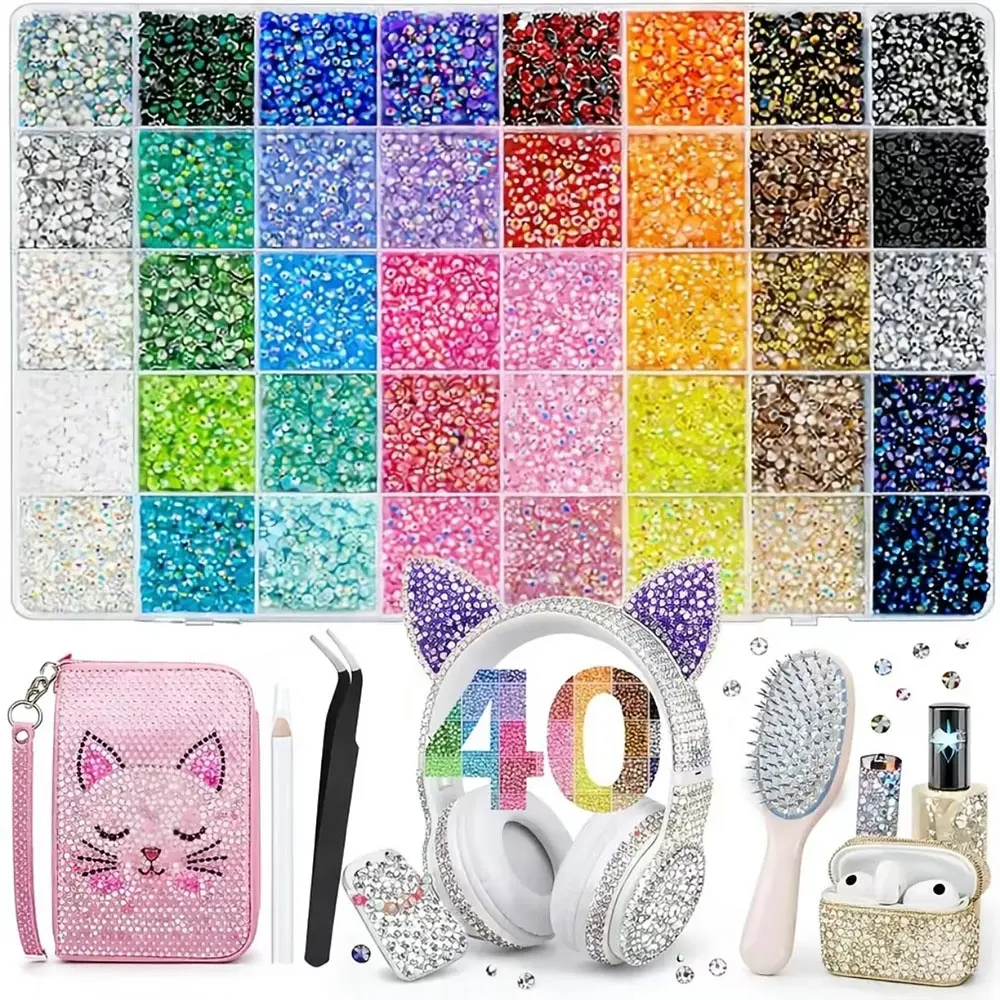 32000Pcs Complete DIY Colored Diamonds Decorating Tool Set for Book Decor and Nail Art All in One Kit for Beginners and Pro Crafters Make Custom Decorative Projects