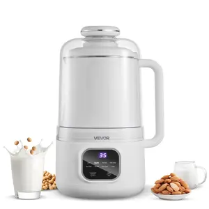 VEVOR 8-in-1 Nut Milk Maker, 34 oz/1000 ml Stainless Steel Heatable Machine with 200W Blending, 360 Degree Mixing, 12-Hour Timer, Self-Cleaning, Boil Water for Homemade Oat, Nut, Plant-Based Beverages