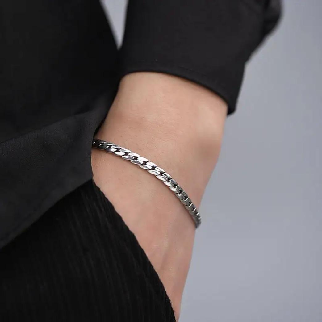 S925 Sterling Silver Cuban Bracelet for Men & Women, Handwoven Elegant Chain Jewelry Gift