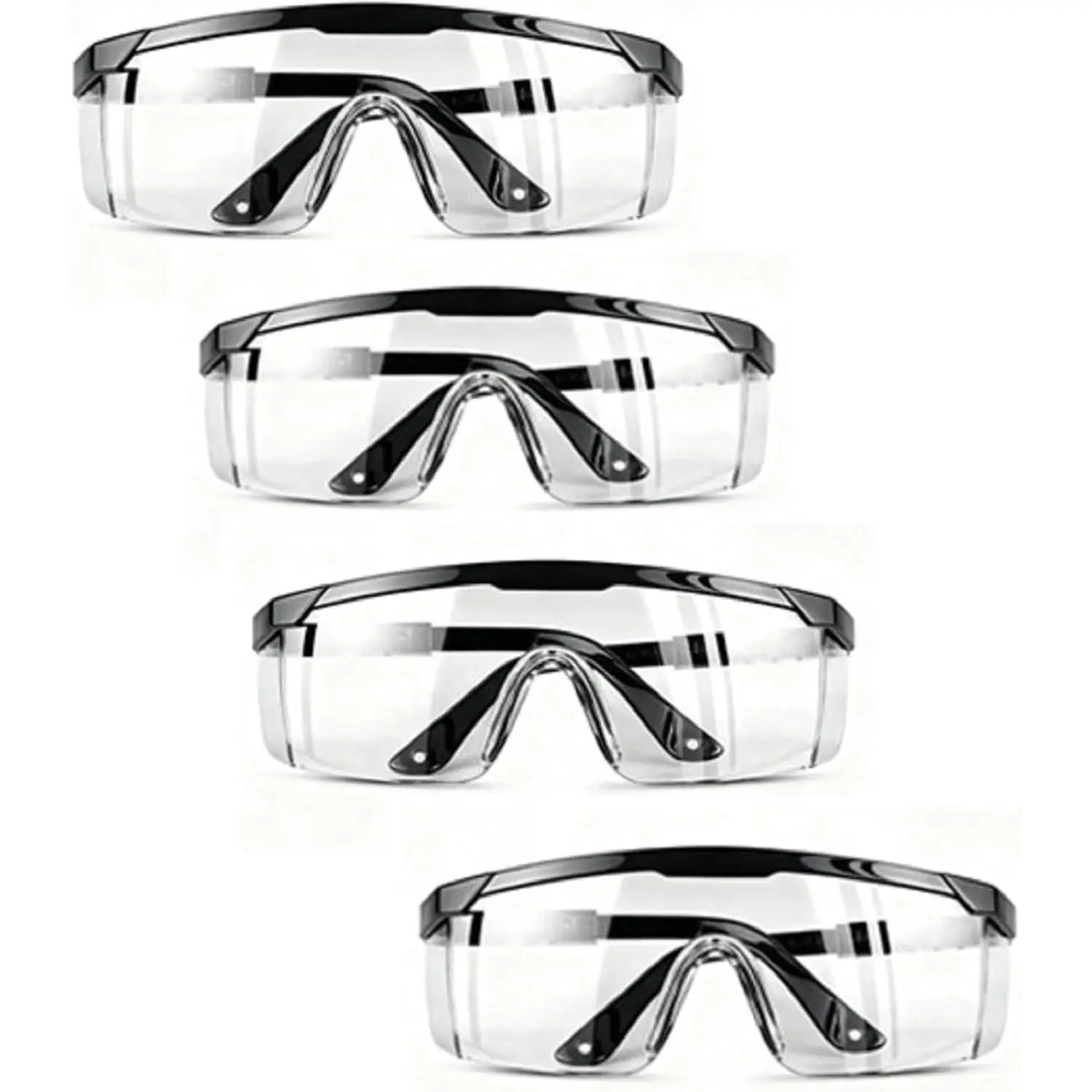 Safety Goggles, Clear Anti-Fog Protective Eyewear for Industrial Use, Over-Glasses Fit with Wide Vision