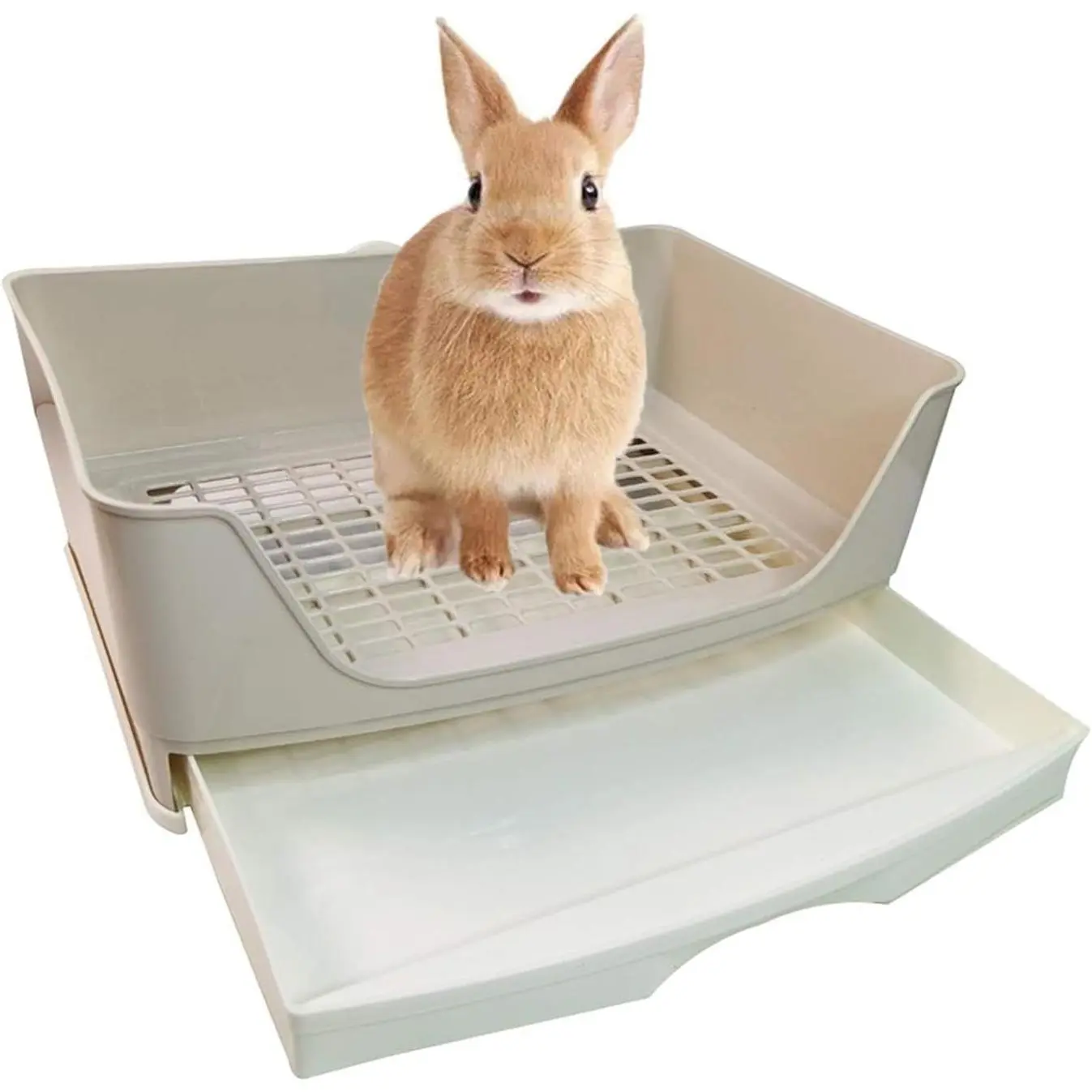 Large Rabbit Litter Box Trainer, Potty Corner Toilet with Drawer, Bigger Pet Pan for Adult Hamster, Guinea Pig, Ferret, Galesaur, Bunny and Other Animals, BrownGift