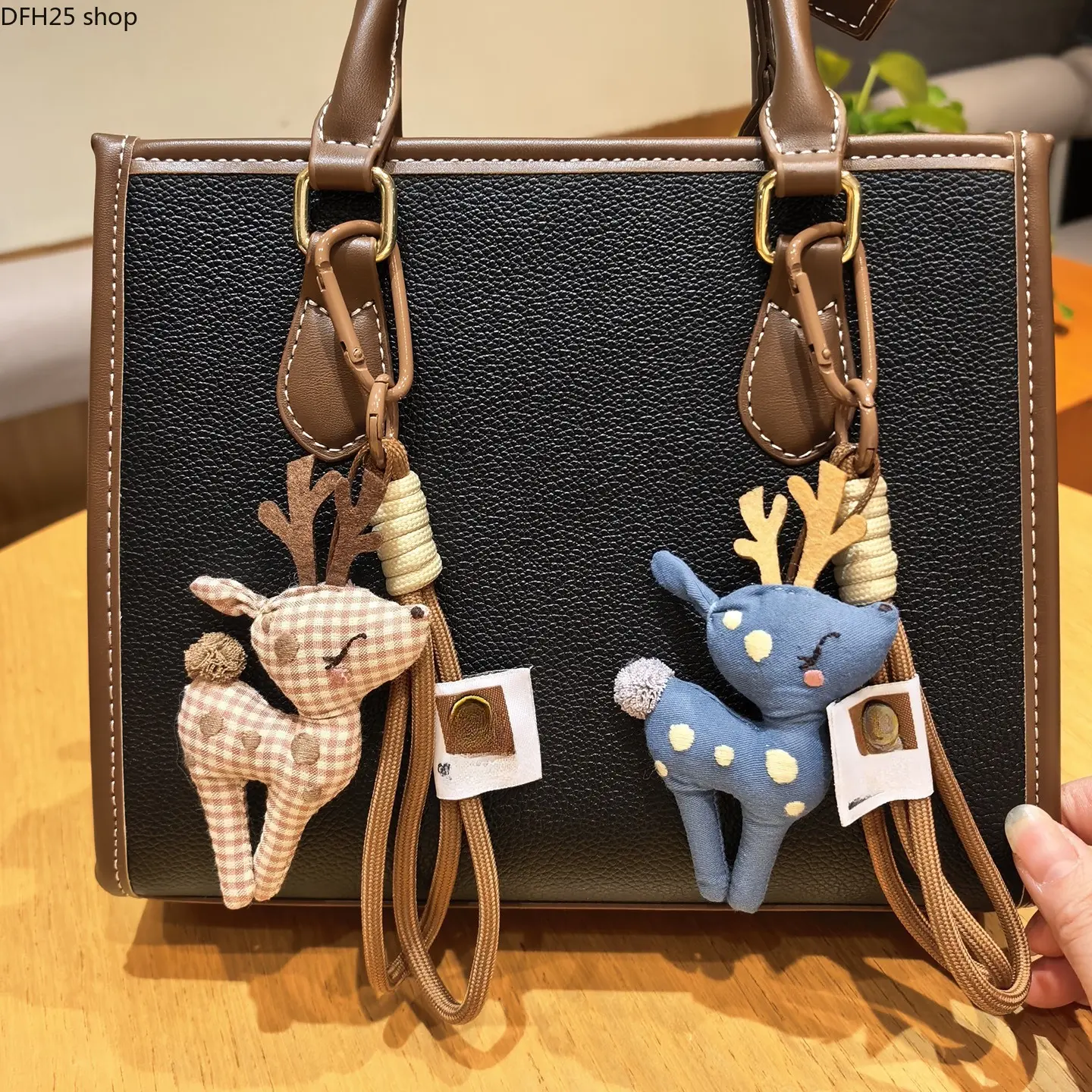 Handmade Deer Plush Bag Charm for Handbags Backpacks and Keys, Soft Fabric Pendant Keychain With Handcrafted Woodland Decorative Design