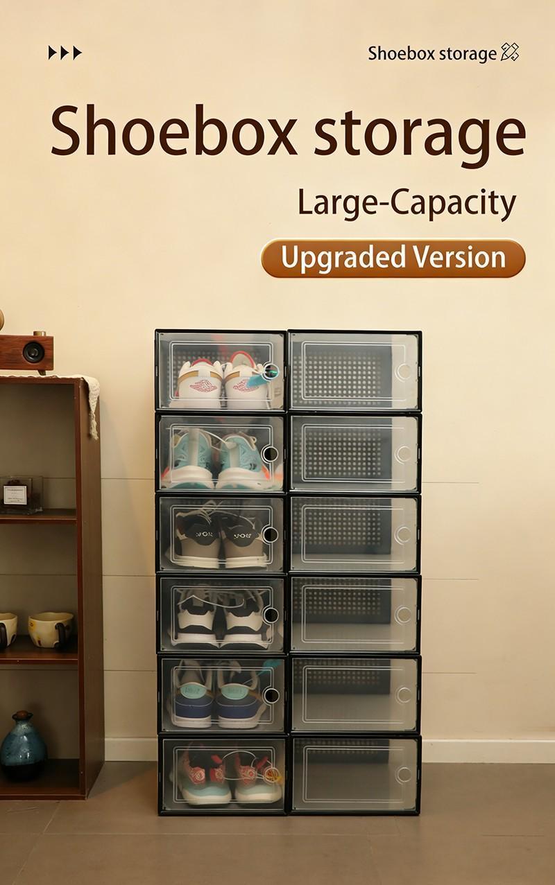 12/24 Pieces X-Large Stackable Clear Shoe Organizers, Plastic Storage Boxes for Closet, Perfect for Size 11 Sneakers, Space Saving Entryway Rack, Drawer Organizer Alternative