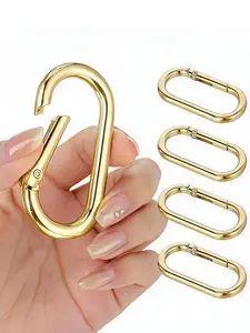 5 Pcs Oval Carabiner Snap Clips, Metal Spring Key Rings, Trigger Snap Hooks, Heavy-Duty Oval Dog Tag Clips for Bags, Purses, Keychains, Hanging Bag Buckle Replacement
