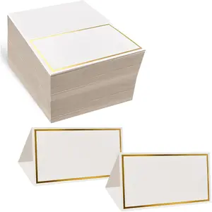 60 Pack Premium Tent Name Place Cards with Gold Foil Border 2x3.5 inches for Table Setting, Perfect for Weddings, Banquets, Dinner Parties and Various Events