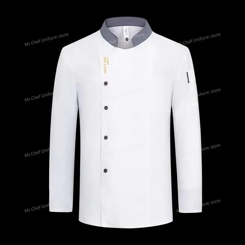 Restaurant Chef uniform Men chef jacket with apron Long Sleeve Cook Coat Chef T-shirt Work Uniform Hotel Clothes Logo women