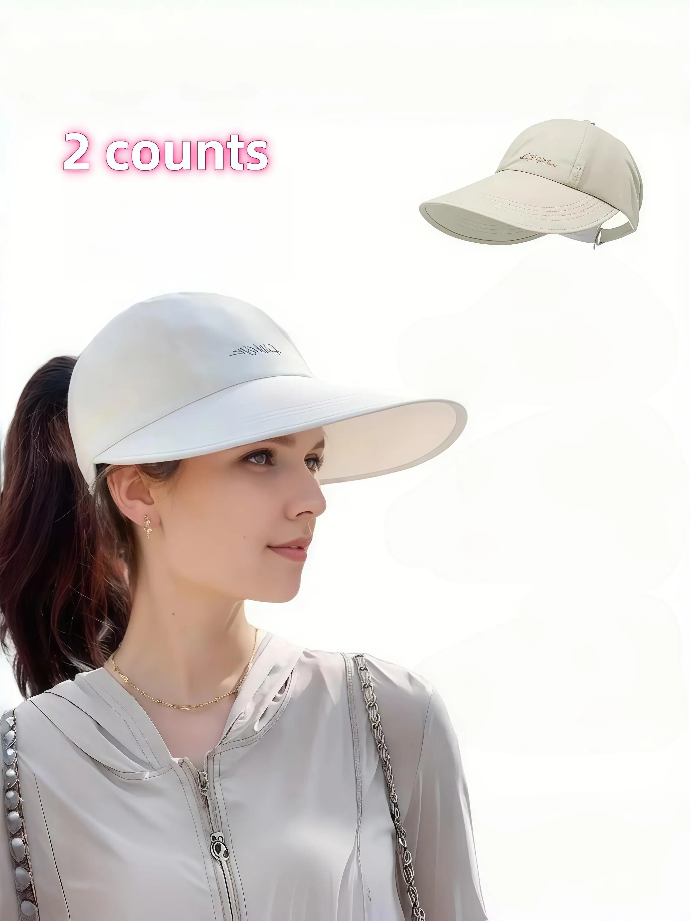 Two-Piece Upf Sun Protection Baseball Cap Unisex, Lightweight Adjustable Velcro Closure, Wide Brim Outdoor Sports Hat Sunhat, Sunscreen Hat, All Seasons Elastic Design, Summer Sports Cap