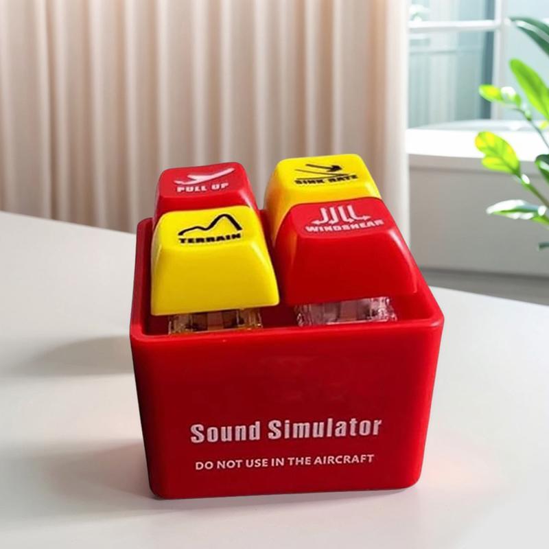 2-Pcs Keychain Set: Boeing 737/Airbus EGPWS Alert Simulator (LED Light+Warning Sound) + Heart Retractable Stainless Steel Scrunchie Lanyard - Stress Relieving For Pilots