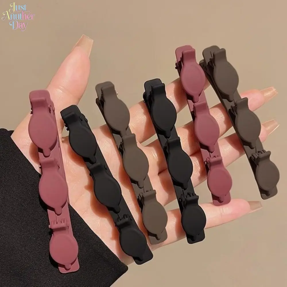 6Pcs Matte Solid Double Layer Hair Barrettes Women Lazy Princess Hair Styling Clips Side Bangs Broken Hair Finishing Grips Minimalist Neutral Color All-match Anti-slip Daily Makeup Travel Fashion Hair Accessories Set