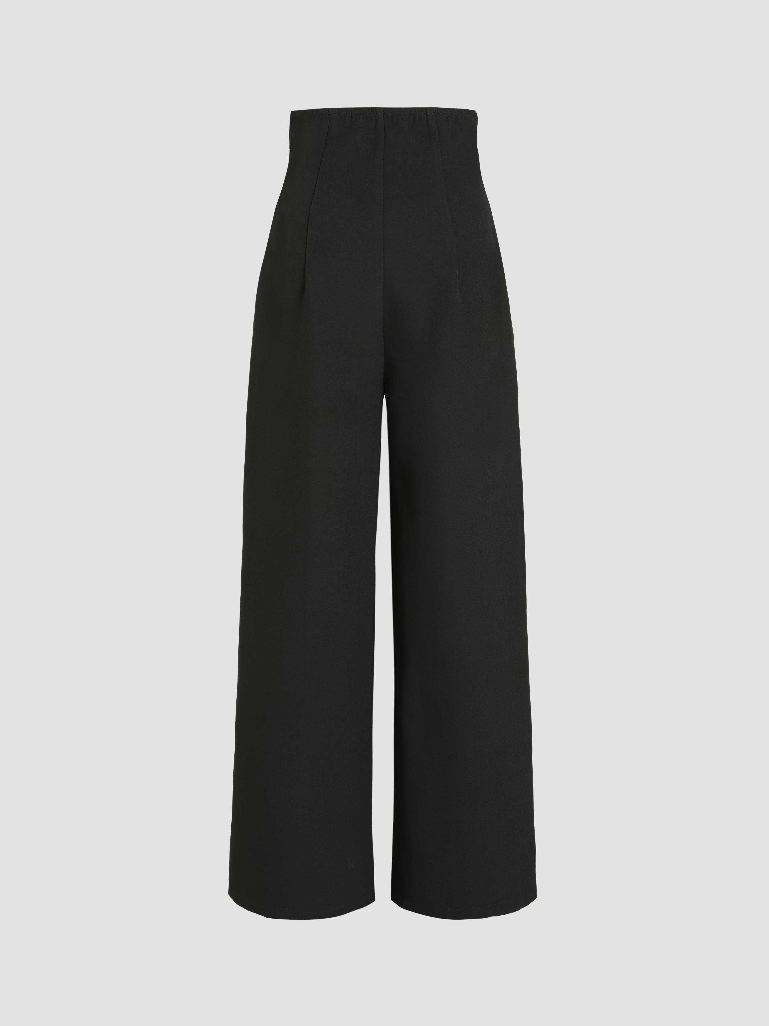 Cider [size XXS Petite-XL Petite] Petite Solid High Waist Knitted Wide Leg Trousers